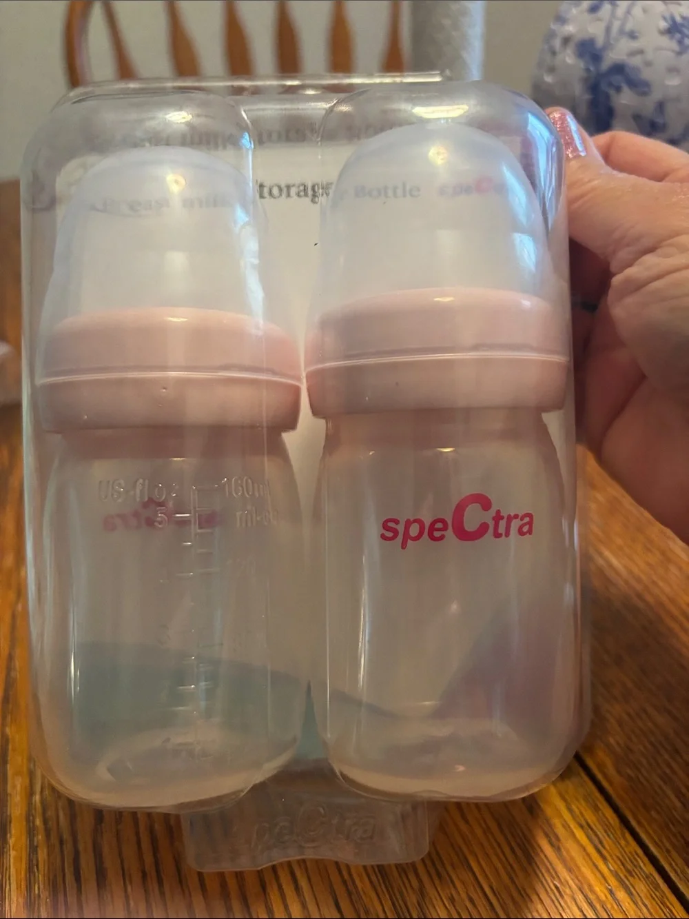Spectra Baby breast milk storage Bottles - Clear with Pink Caps (Set)
